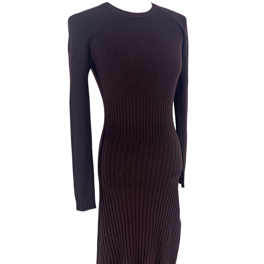 A.L.C. Emmalynn Rib Knit Merino Wool Midi Dress Brown Size Small - Picture 7 of 16